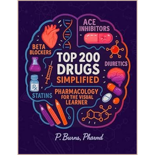 Top 200 Drugs Simplified – Visual Pharmacology Coloring Workbook with Mnemonics, Generics & Memory-Based Learning System