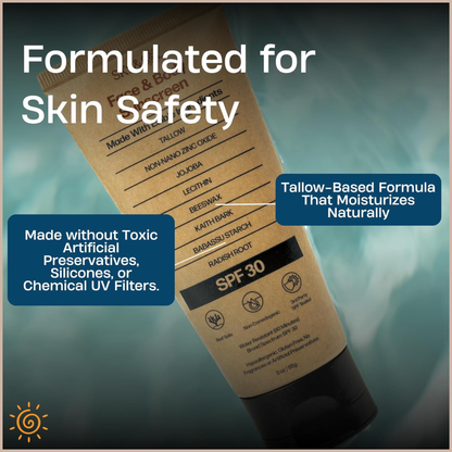 Mineral SPF 30 Sunscreen with Tallow & Zinc Oxide for Moisturizing UV Protection
