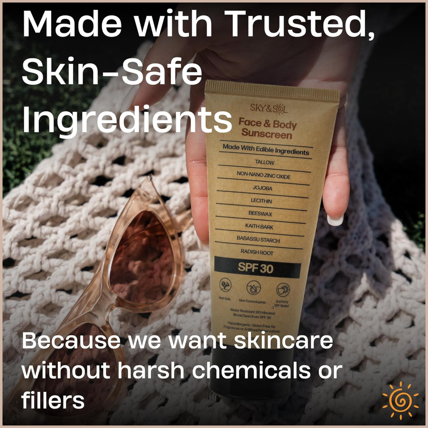 Mineral SPF 30 Sunscreen with Tallow & Zinc Oxide for Moisturizing UV Protection