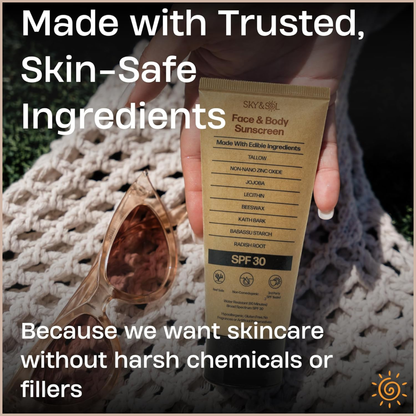 Mineral SPF 30 Sunscreen with Tallow & Zinc Oxide for Moisturizing UV Protection