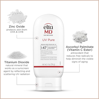 100% Mineral Sunscreen SPF 47 for Face & Body (Water-Resistant)
