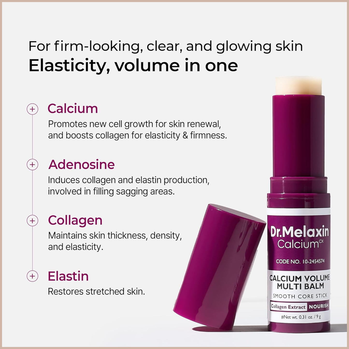 Anti-Aging Eye Balm Stick with Calcium, Collagen & Vitamin D for Wrinkle Care & Volume Support