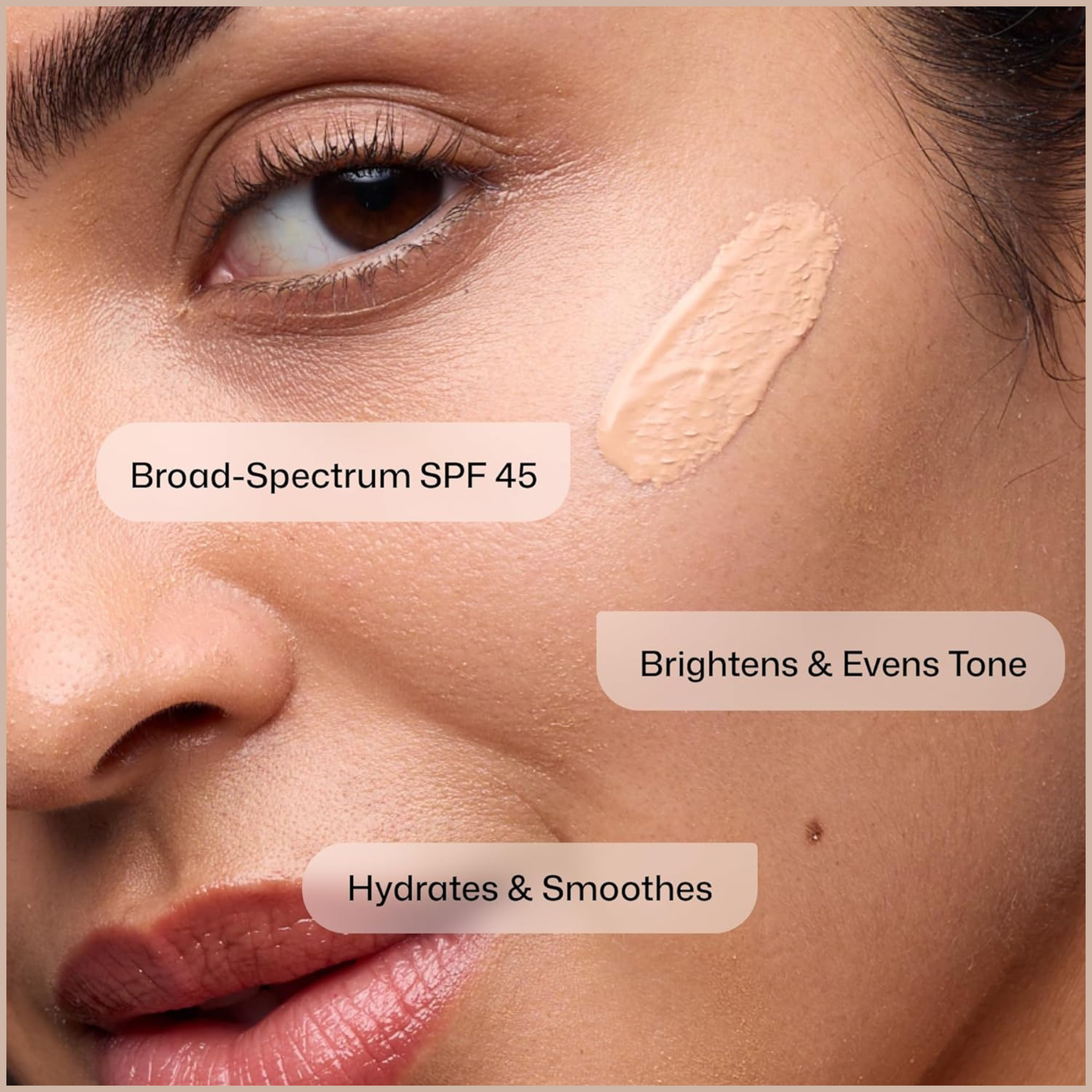 Tinted Face Moisturizer SPF 45 with Peptides & Vitamin C for Anti-Aging, Brightening & Hydration