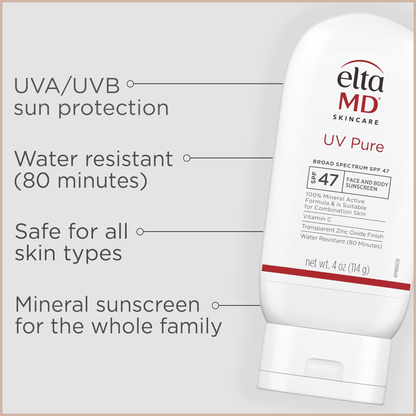 100% Mineral Sunscreen SPF 47 for Face & Body (Water-Resistant)