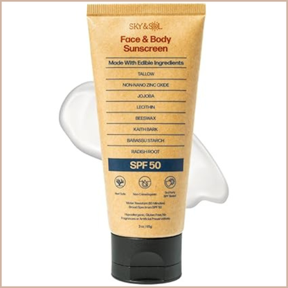 Mineral SPF 30 Sunscreen with Tallow & Zinc Oxide for Moisturizing UV Protection