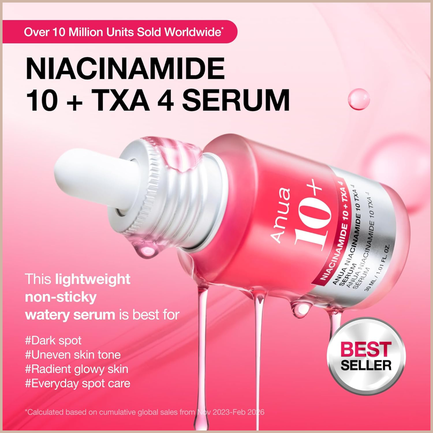 Anua 10% Niacinamide Dark Spot Correcting Serum with Tranexamic Acid & Arbutin for Brightening