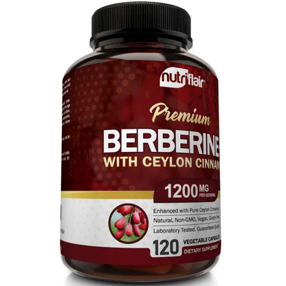 Berberine HCl 1200mg with Ceylon Cinnamon Capsules, 120 Count
