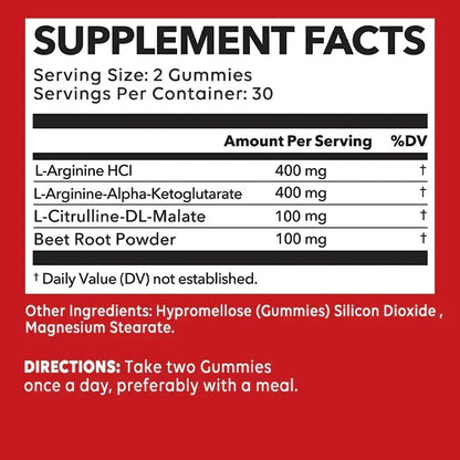 L-Arginine Vascular & Energy Support Gummies, 60 Gummies