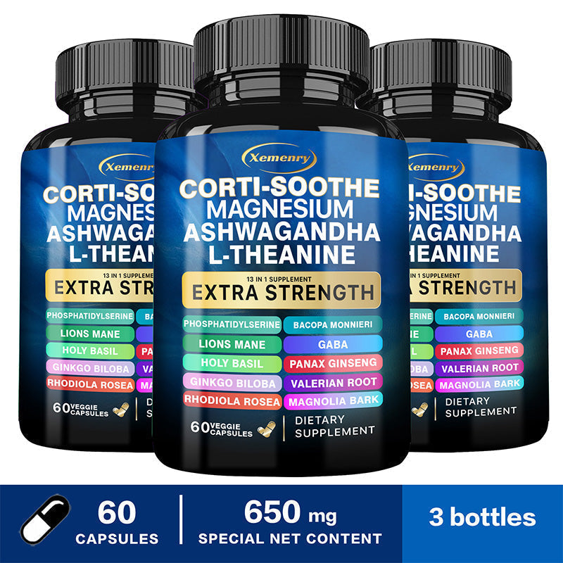 Cortisol Support Capsules with Magnesium, Ashwagandha & L-Theanine, Daily Calm Supplement