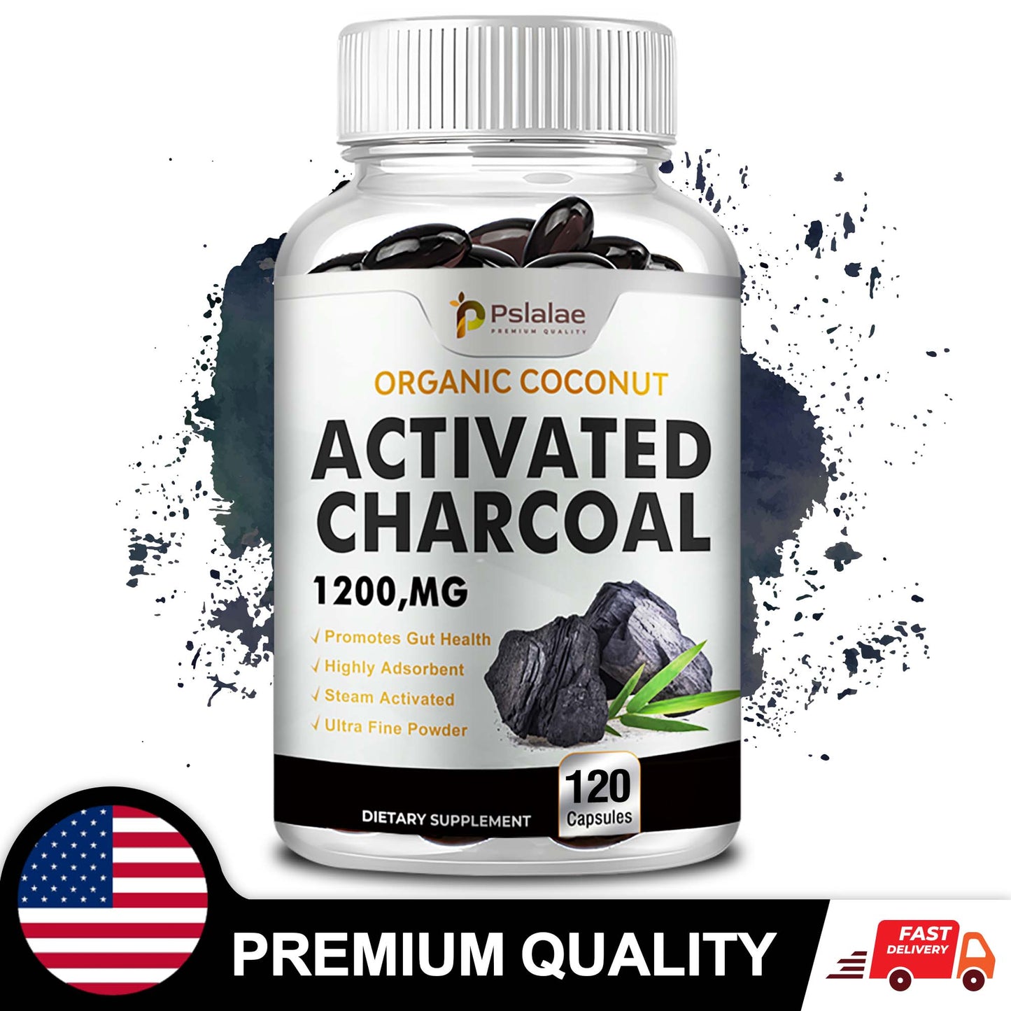 Activated Charcoal Digestive Support Capsules, 60 Count