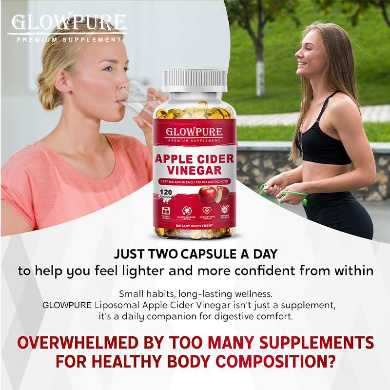Apple Cider Vinegar Capsules, Adult Daily Wellness Supplement, 60 Count