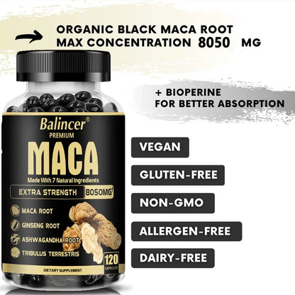Maca Root & Ginseng Vitality Support Capsules, 60Count