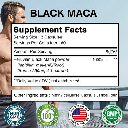 Black Maca Root Energy & Performance Support Capsules, 60 Count