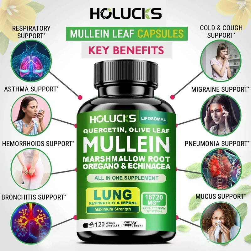 Mullein Leaf Respiratory Support Capsules with Vitamin C, 120 Count