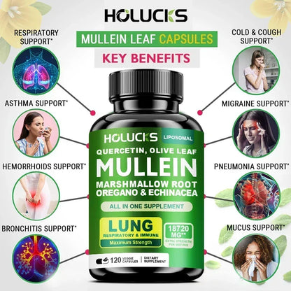 Mullein Leaf Respiratory Support Capsules with Vitamin C, 120 Count