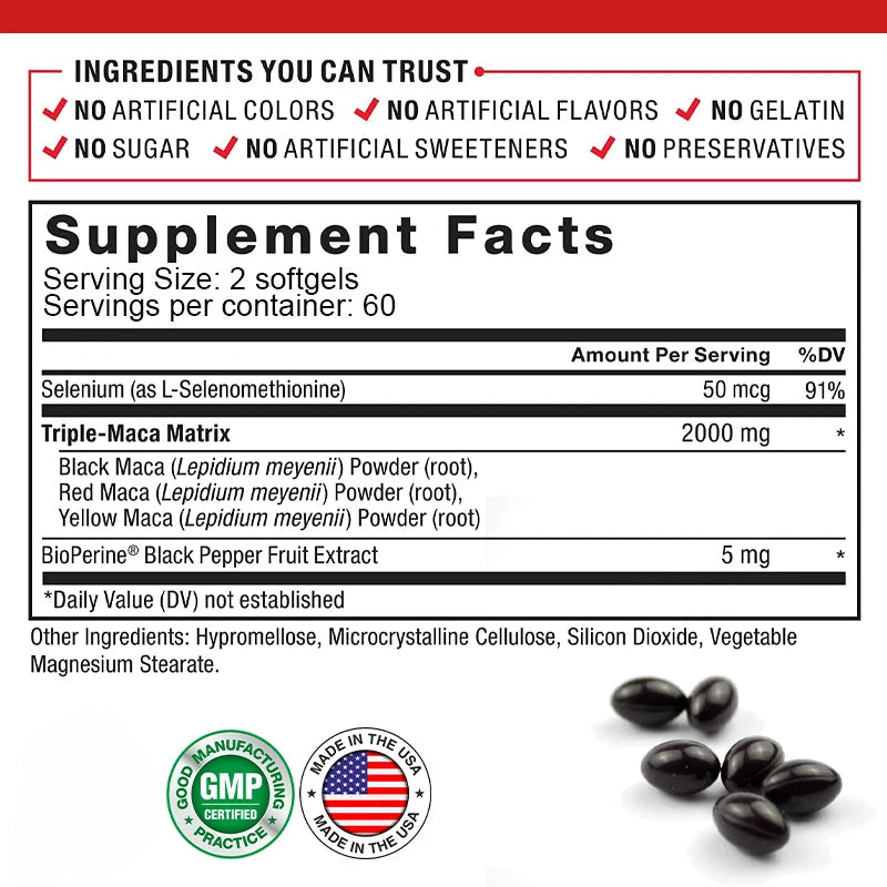 Maca Root Vitality Support Capsules, 60Count