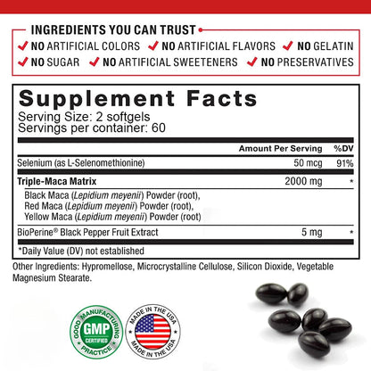 Maca Root Vitality Support Capsules, 60Count