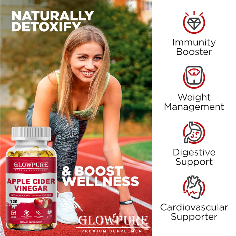 Apple Cider Vinegar Capsules, Adult Daily Wellness Supplement, 60 Count