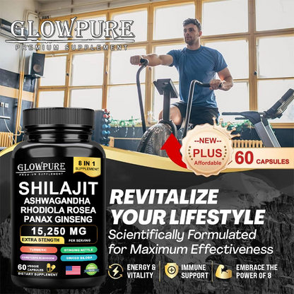 Shilajit 8-in-1 Energy & Focus Support Capsules, 60 Count
