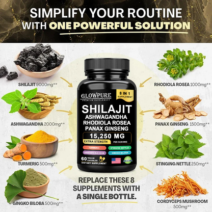 Shilajit 8-in-1 Energy & Focus Support Capsules, 60 Count